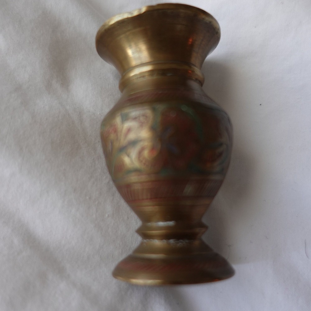 Vintage Solid Brass‎ Made in India mini–Bud Vase/ toothpick holder